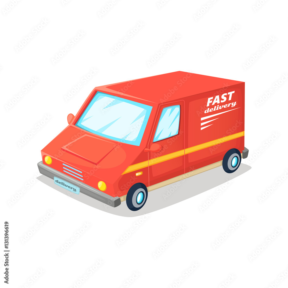 Fast delivery van. Fast delivery truck.Cartoon vector illustration Fast delivery van. Fast delivery truck.Cartoon vector illustration