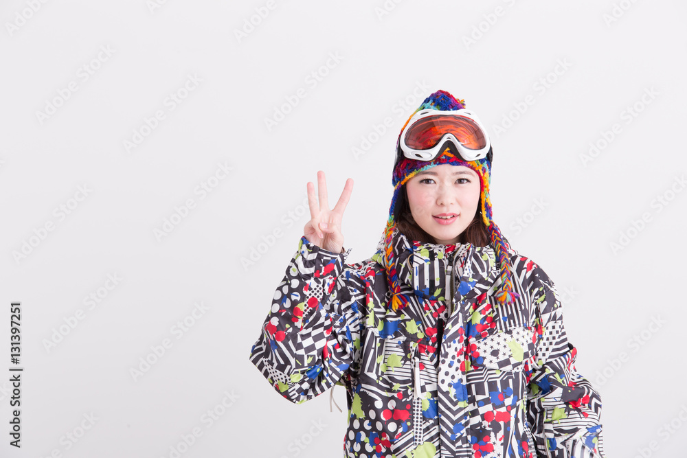 ウィンタースポーツ・女性(白バック) ウィンタースポーツ・女性(白バック)