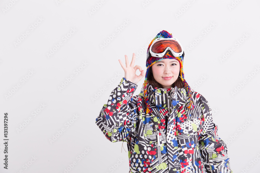 ウィンタースポーツ・女性(白バック) ウィンタースポーツ・女性(白バック)