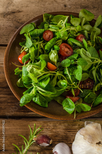 Fresh lettuce lamb salad