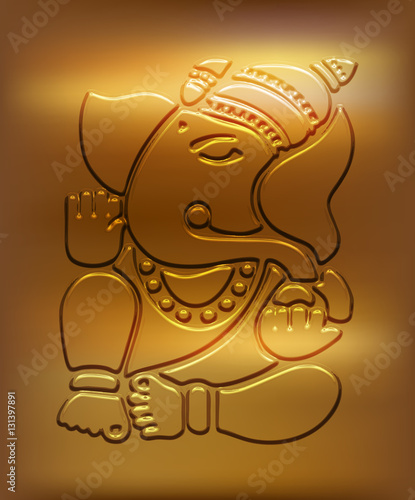 Ganesha - Golden Embossed Metallic Design
