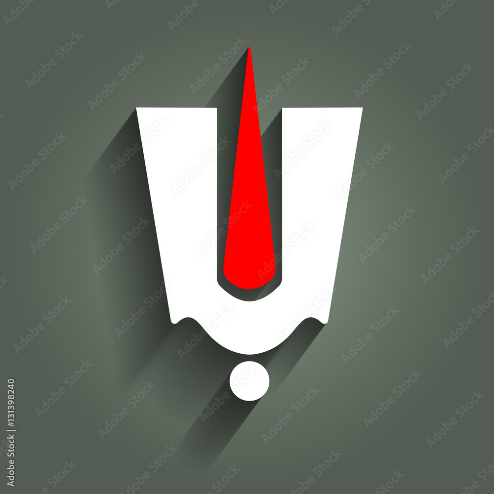 Religious Hindu Symbol, Hindu God Tirupati Tilak Sign Stock Vector