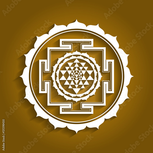 Lotus Sriyantra Design, Hindu Religious Shree Yantra Symbol, Hinduism Vector Art, Spiritual Shreeyantra Sign