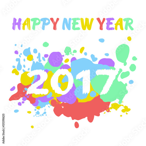 Neujahr 2017 Grußkarte mit bunten Kleksen