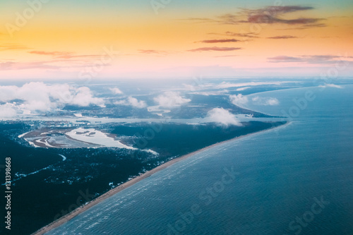 Western Dvina Flows Into Baltic Sea. River Divides Northern photo