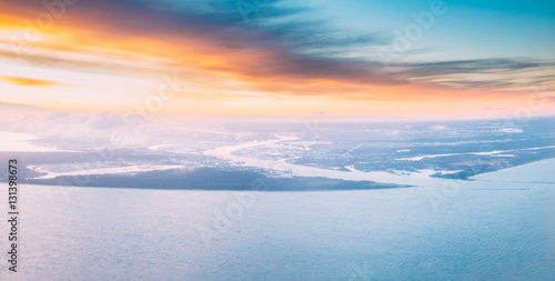 Western Dvina Flows Into Baltic Sea. River Divides Northern