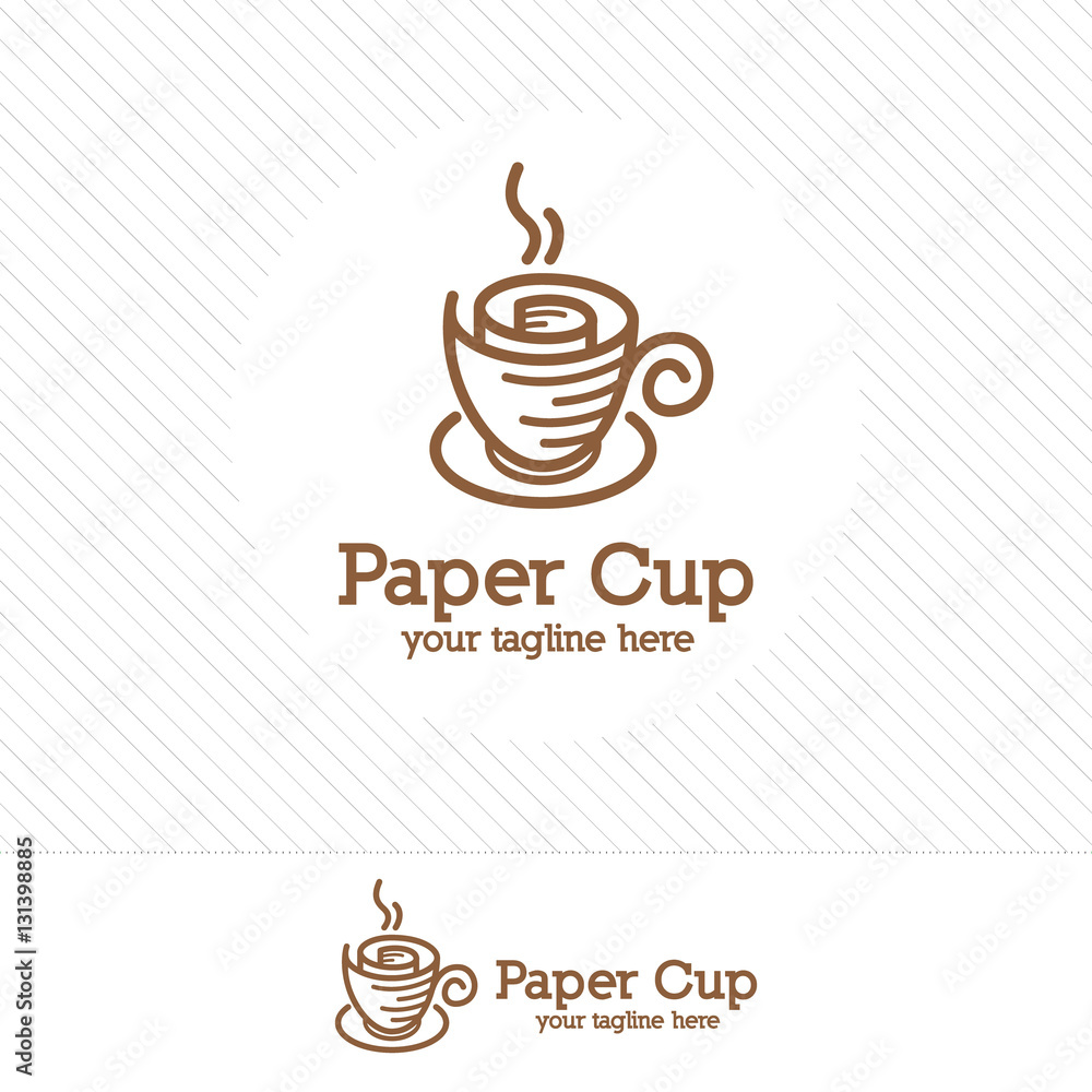 Hot coffee cup with lid and coffee bean icon logo. Concept of cafe  beverage. Take away paper cup. Modern trendy cute object cartoon vector  illustration. Flat style liner graphic design element. 3706326