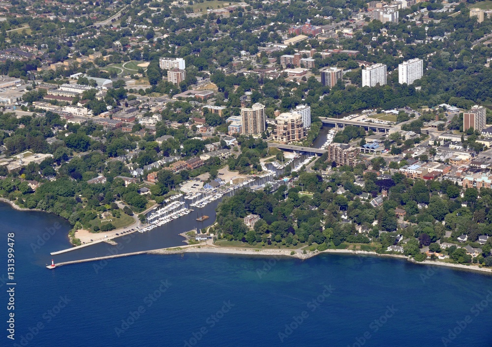 aerial view of the harbor in Oakville Ontario, Canada 