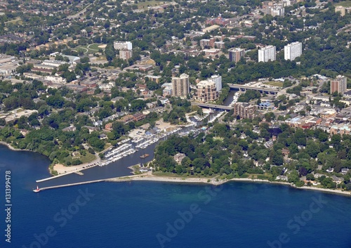 aerial view of the harbor in Oakville Ontario, Canada 