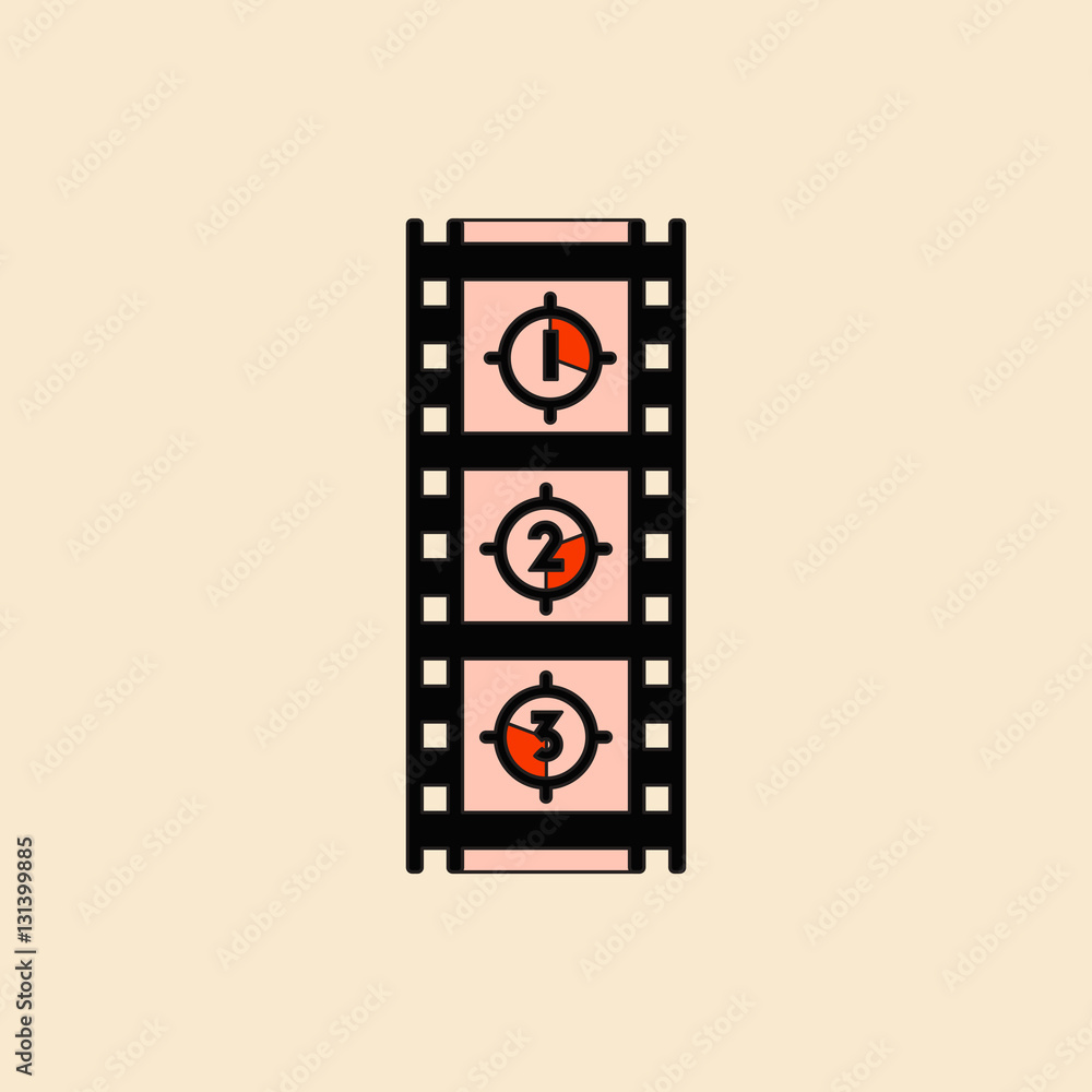 retro movie frame Vector illustration in flat style Film strip countdown retro movie frame Vector illustration in flat style Film strip countdown