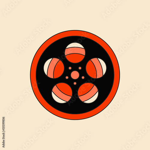 Vector illustration in flat style Tape Bobbin Reel retro cinema vintage