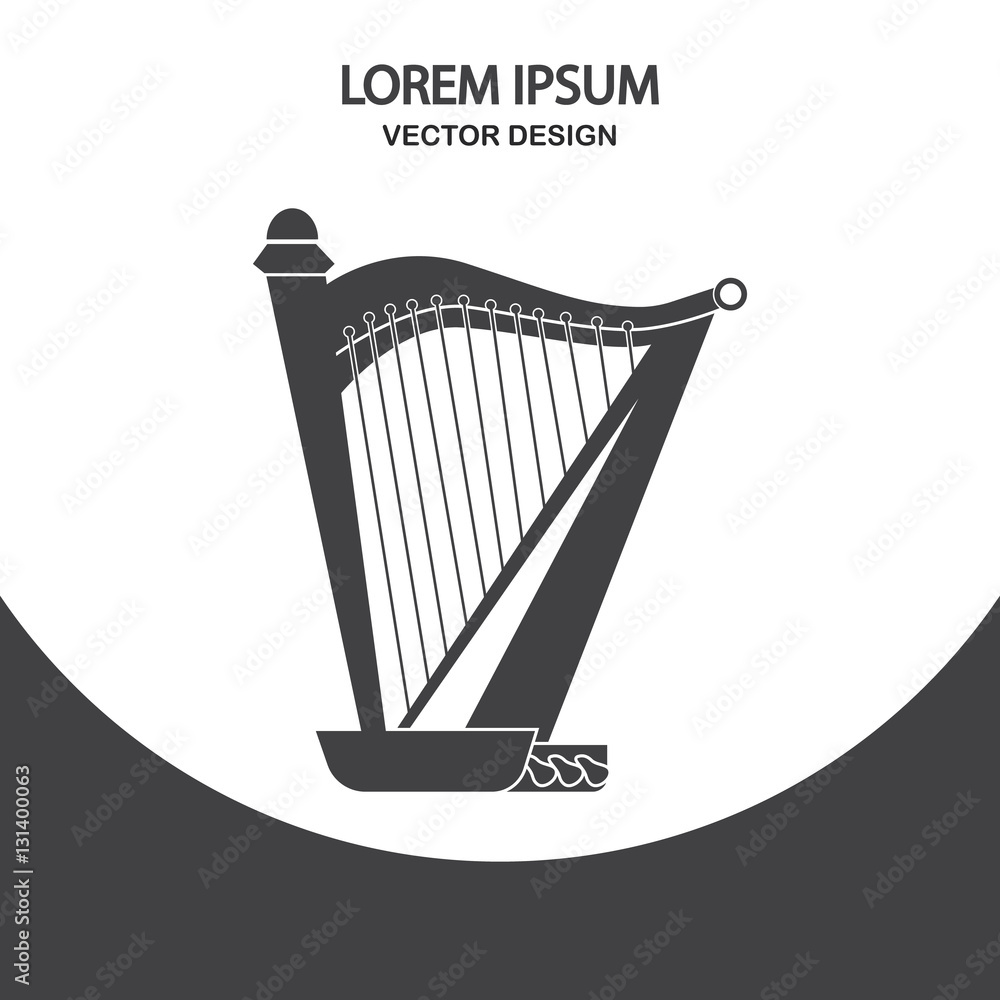 Harp music instrument icon. Simple design for web and mobile