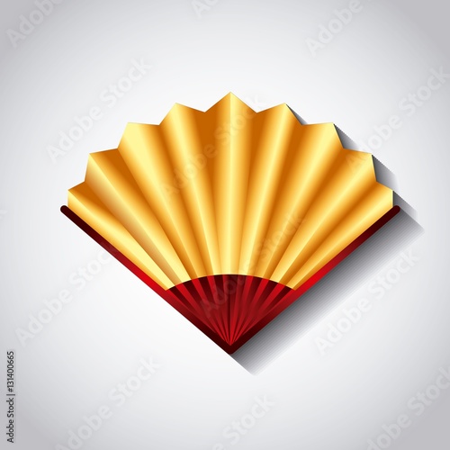 chinese fan accessory icon over white background. colorful design. vector illustraiton