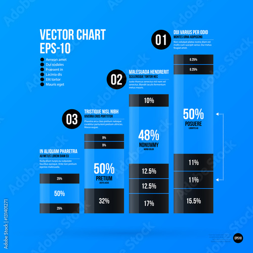 Corporate business infographics template on bright blue background. Useful for presentations and advertising.