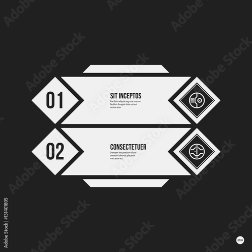 Monochrome options template in strict contrast style. Useful for presentations and web design.