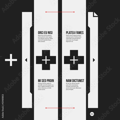 Monochrome options template in strict contrast style. Useful for presentations and web design.