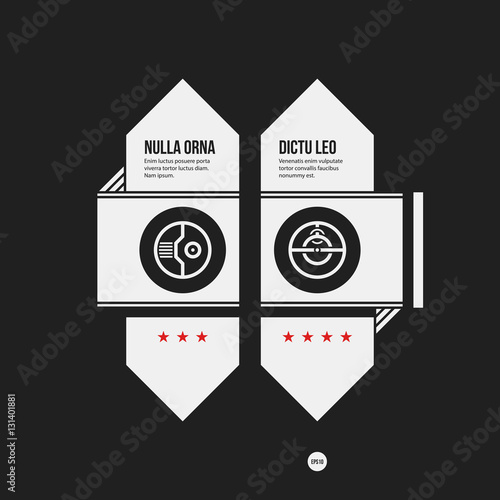 Monochrome options template in strict contrast style. Useful for presentations and web design.