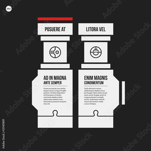 Monochrome options template in strict contrast style. Useful for presentations and web design.