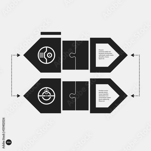 Monochrome options template in strict contrast style. Useful for presentations and web design.