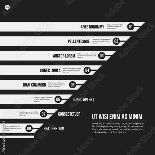 Monochrome vector chart template in strict style. Useful for presentations and web design.