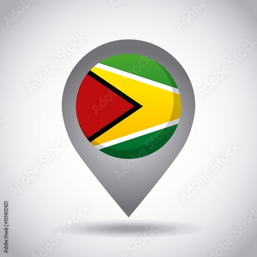 guayana country flag pin icon over white background. colorful design. vector illustration Free Download guayana country flag pin icon over white background. colorful design. vector illustration - GFXLoad