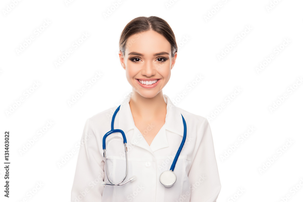 Portrait of happy smiling medical doctor woman with stethoscope Portrait of happy smiling medical doctor woman with stethoscope