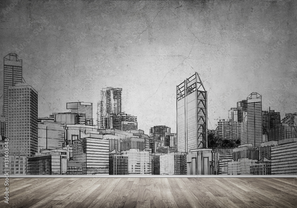 Fototapeta premium City design on wall