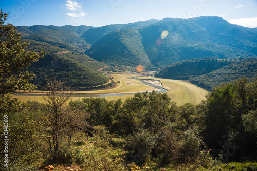 Beautiful landscape with Ladona lake at Peloponnese, Greece photo