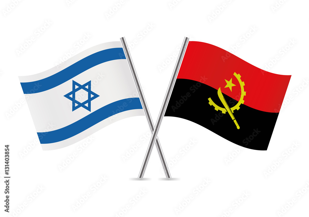 Israel and Angola flags. Vector illustration. Israel and Angola flags. Vector illustration.