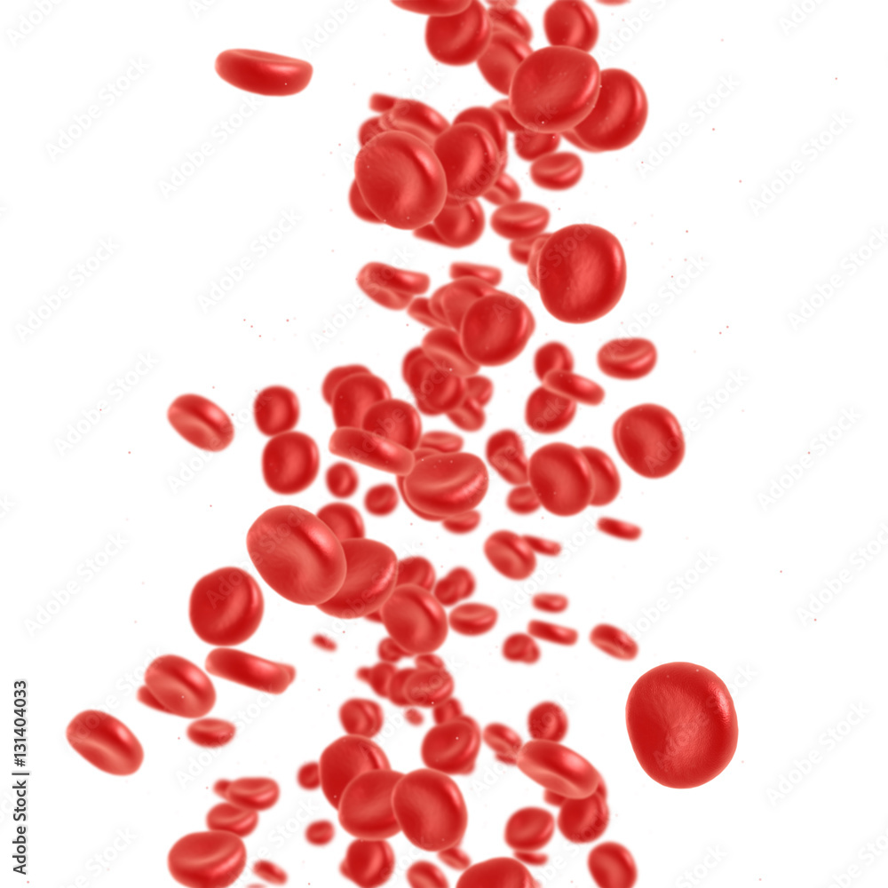 Red blood cell flowing in vein or artery. 3d render. Healthcare and medical zoom concept. Red blood cell flowing in vein or artery. 3d render. Healthcare and medical zoom concept.
