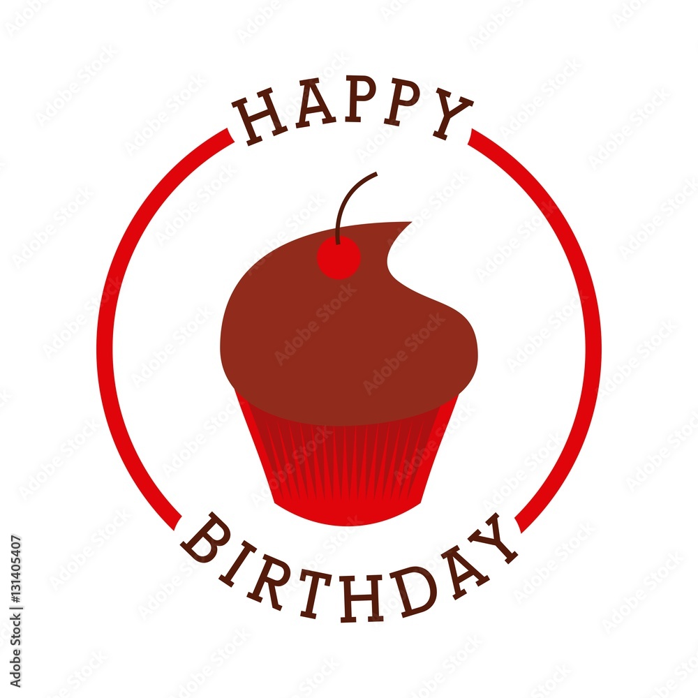 happy birthday card with cartoon cupcake icon. colorful design. vector illustration happy birthday card with cartoon cupcake icon. colorful design. vector illustration
