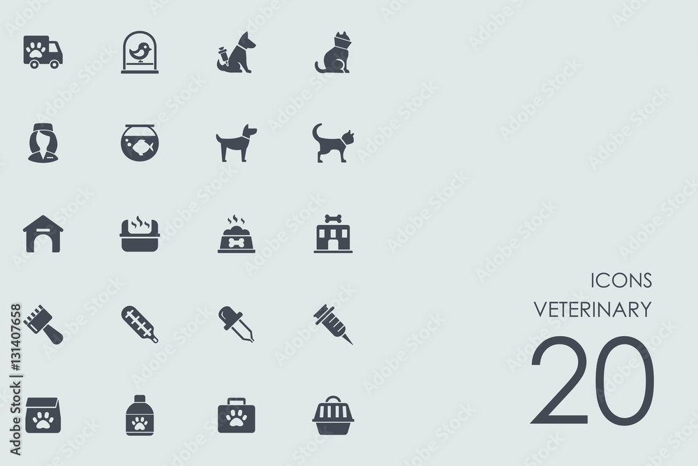 Set of veterinary icons Set of veterinary icons