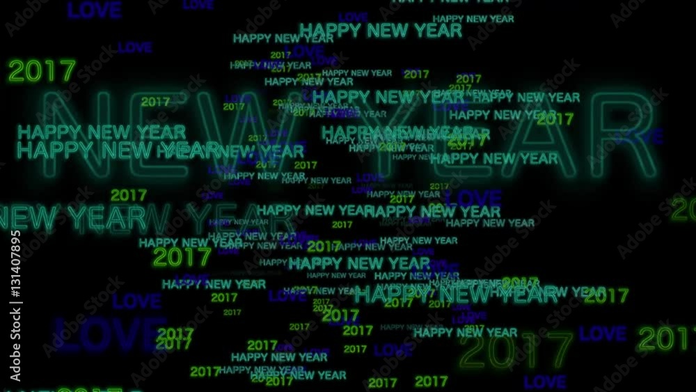 Happy New Year 2017 - Text Animation Background Loop Happy New Year 2017 - Text Animation Background Loop