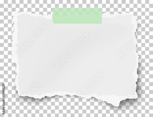 Vector ragged fragment of white paper on sticky adhesive tape