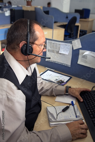 Adult male at workstation