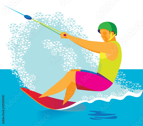 the young man riding a wakeboard