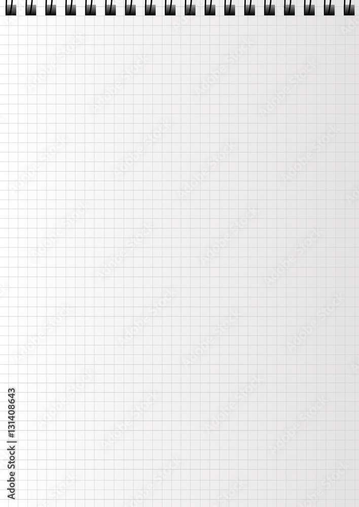 Realistic blank squared notebook paper with spiral. Clear diary page. Vector illustration. Realistic blank squared notebook paper with spiral. Clear diary page. Vector illustration.