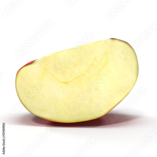 Red apple. Piece isolated on white. Front view. 3D illustration