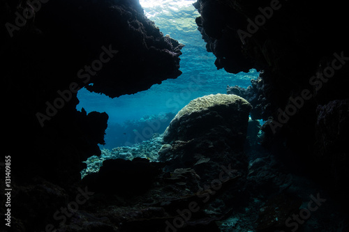 Underwater Grotto in Tropical Pacific