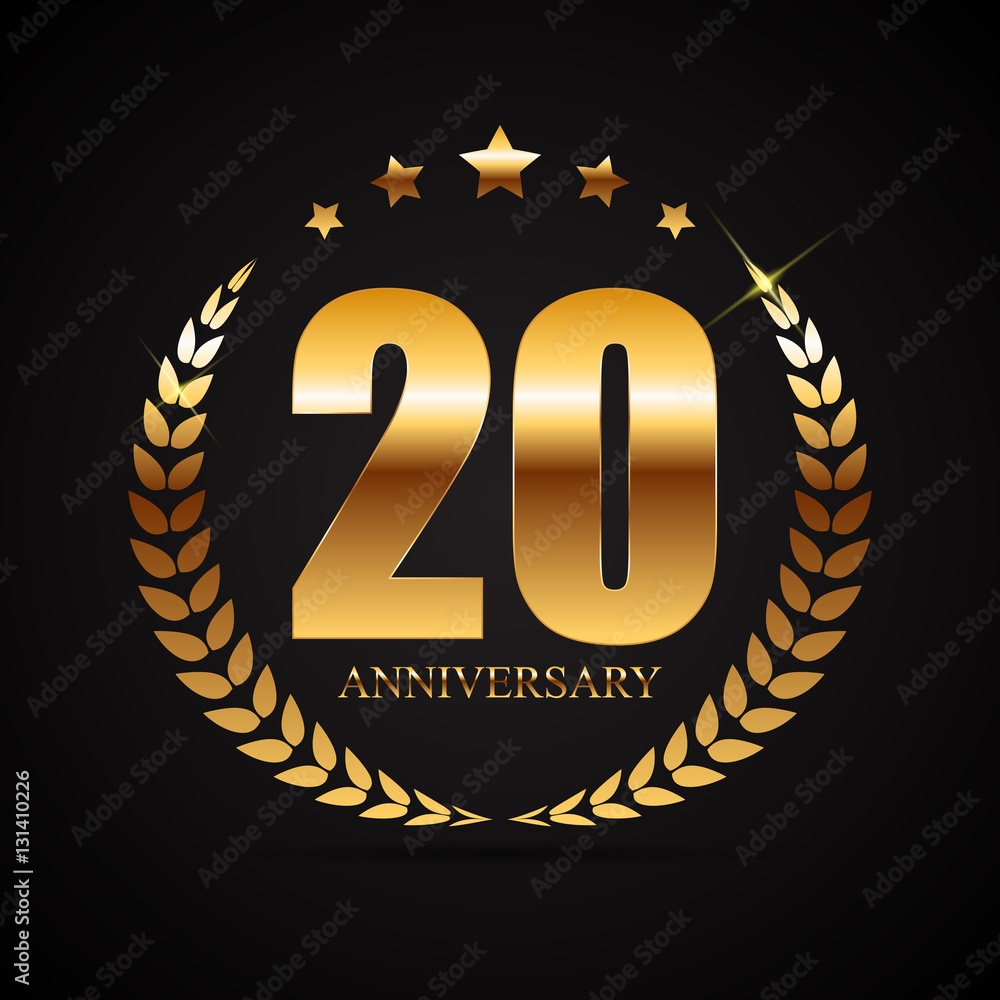Naklejka premium Template Logo 20 Years Anniversary Vector Illustration