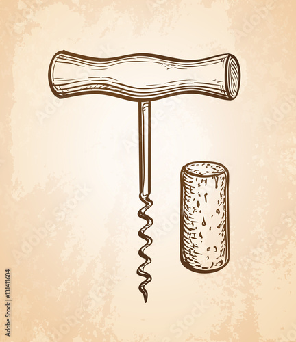 Corkscrew and cork