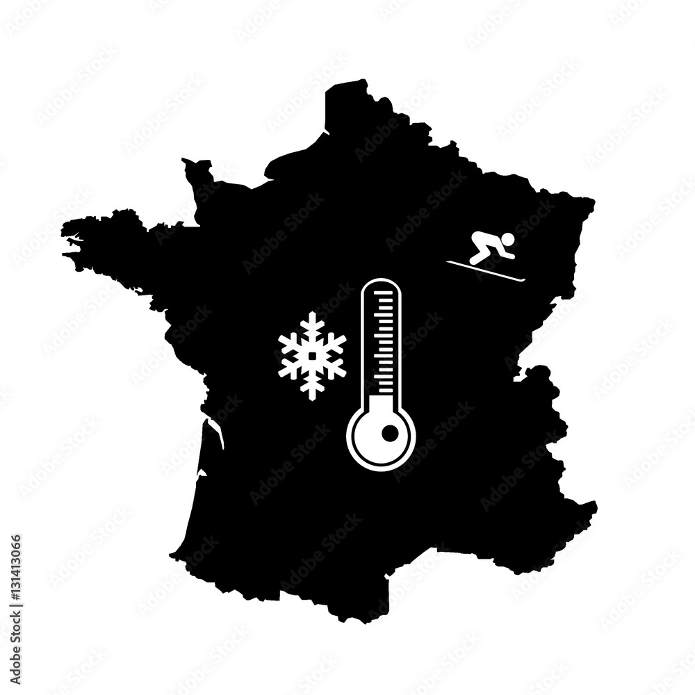 Thermomètre froid dans une carte de France Stock Illustration | Adobe Stock