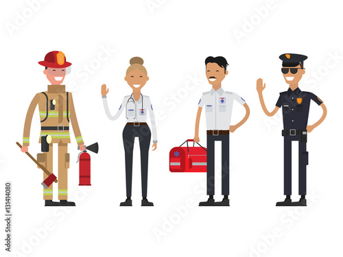 Firefighter, policeman and paramedic