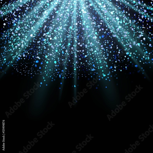 Glow light effect. Rays with sparkles. Glitter texture