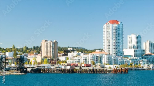 Nanaimo British Columbia Canada Buildings on the Harbour Waterfront with Sunny Weather during the Summer photo