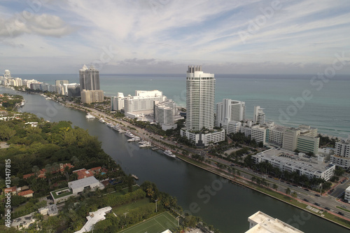 Aerial photo Miami Beach beachfront resorts © Felix Mizioznikov
