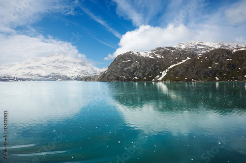 Icy waters of Glacier Bay National Park, approaching Lamplugh Glacier