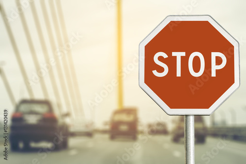 Stop sign by the City road