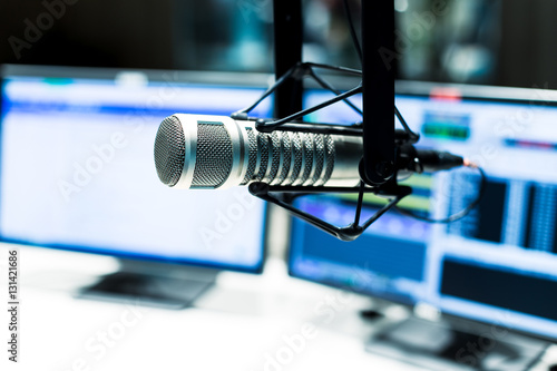 modern equipment in broadcast studio