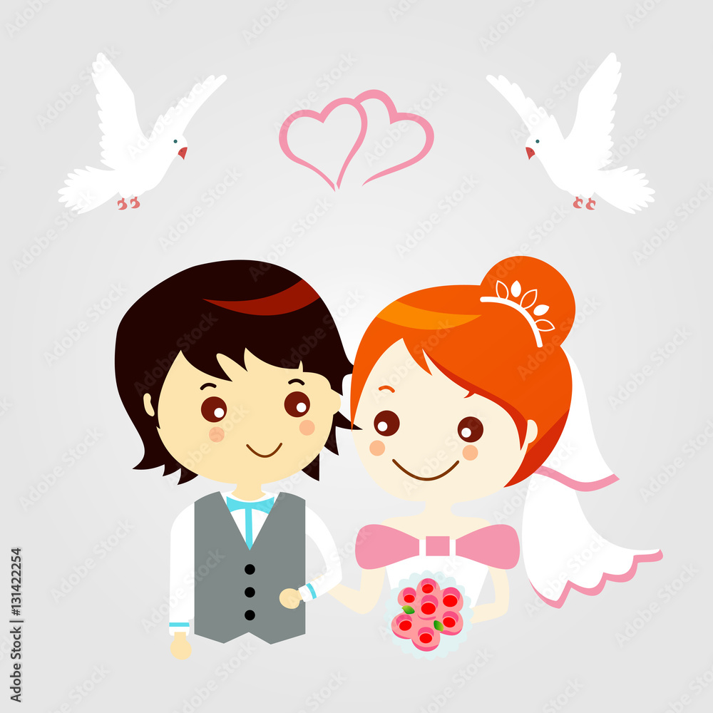 Marriage / Wedding Vector With Dove And Loves